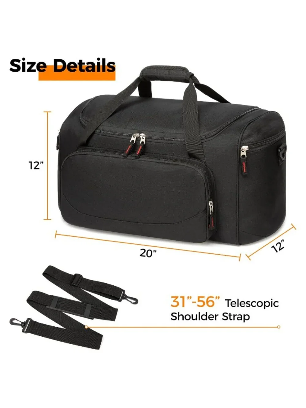 50L Polyester Duffle Bag Gym Travel Sports Weekender Carry On